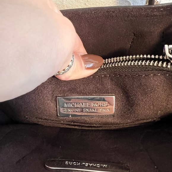 Michael Kors Beige and Black Snake Print Tote - Picture 3 of 4